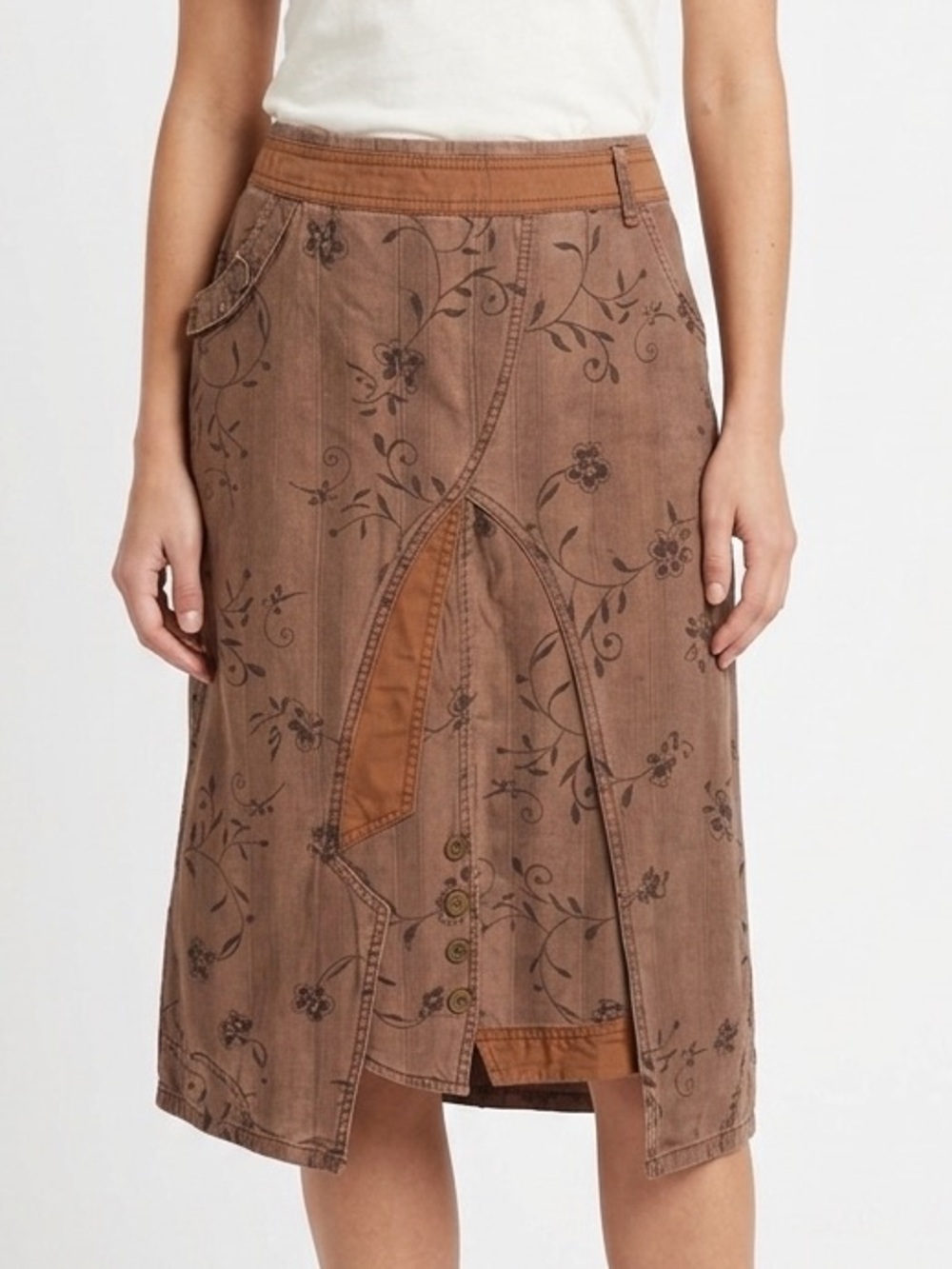 INSTANT VOLES Steampunk Vintage Skirt Brown Asymmetrical Layered Boho Size 14